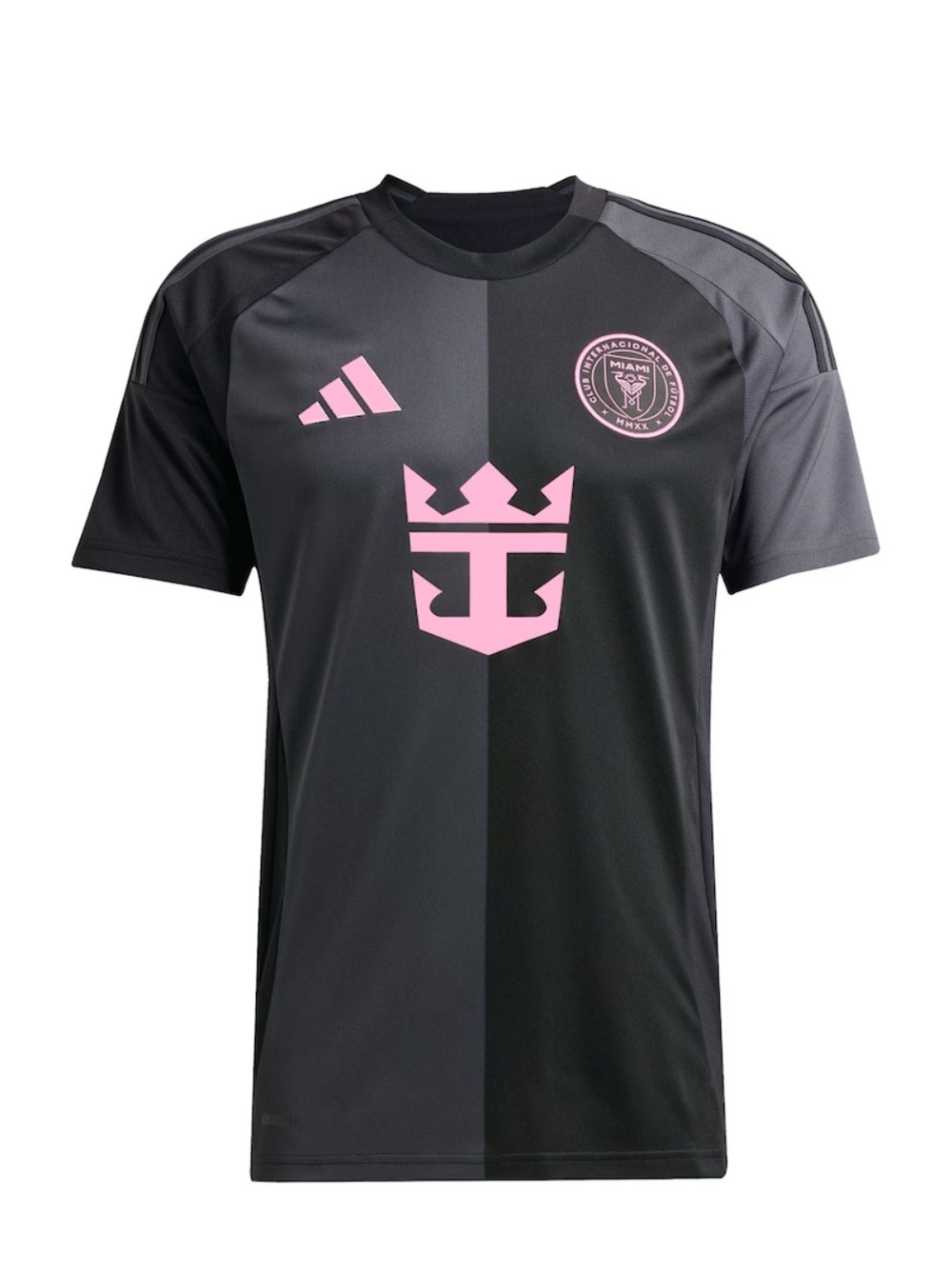 adidas Black and Pink Split-Panel Soccer Jersey